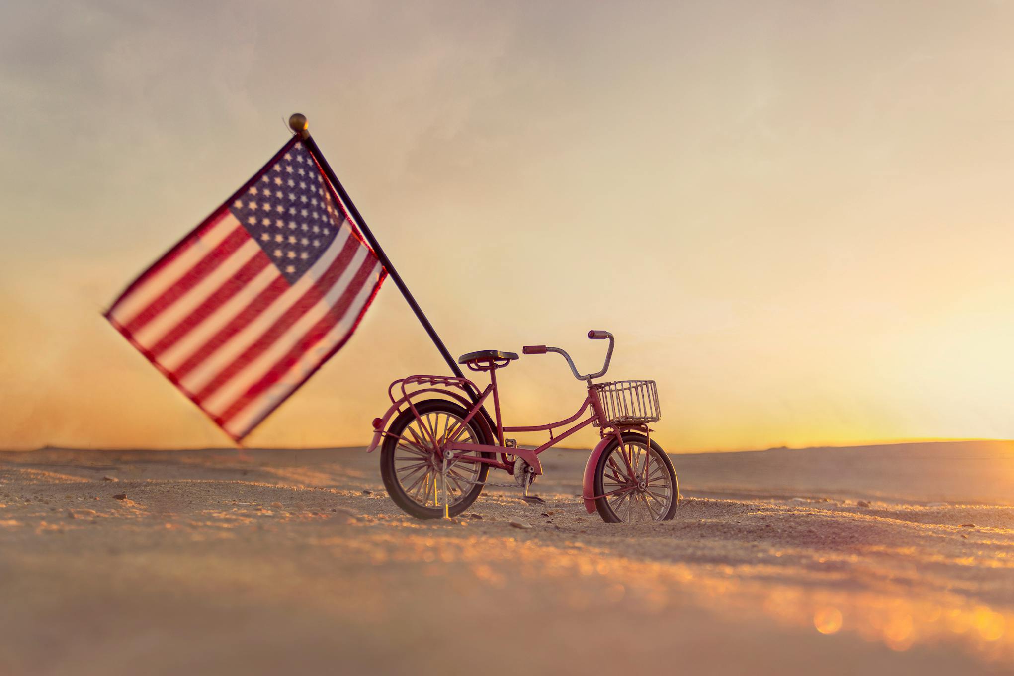 Free stock photo of america, beach, bike