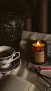 Cozy Still Life with Candle and Coffee