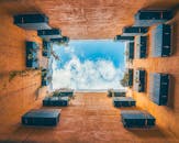 Looking Upward in a Spanish Courtyard