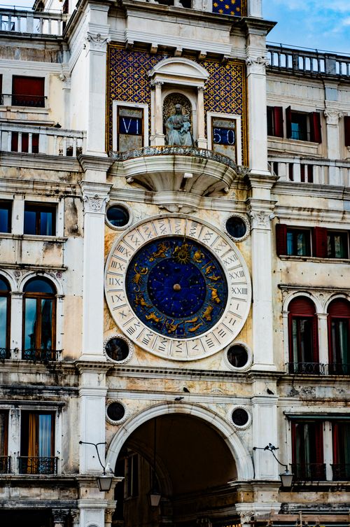 Free Captivating view of the Torre dell'Orologio in Venice, showcasing intricate Renaissance architecture and the iconic astronomical clock. Stock Photo