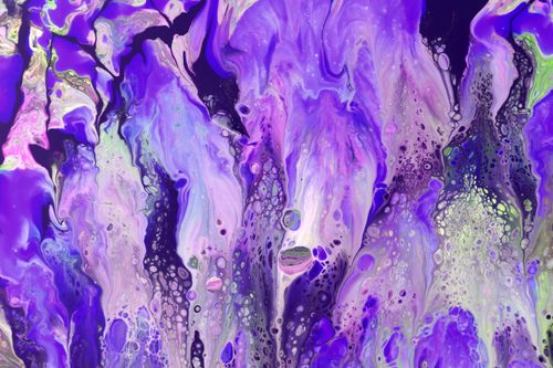Free Colorful abstract fluid painting with purple and green hues in artistic patterns. Stock Photo