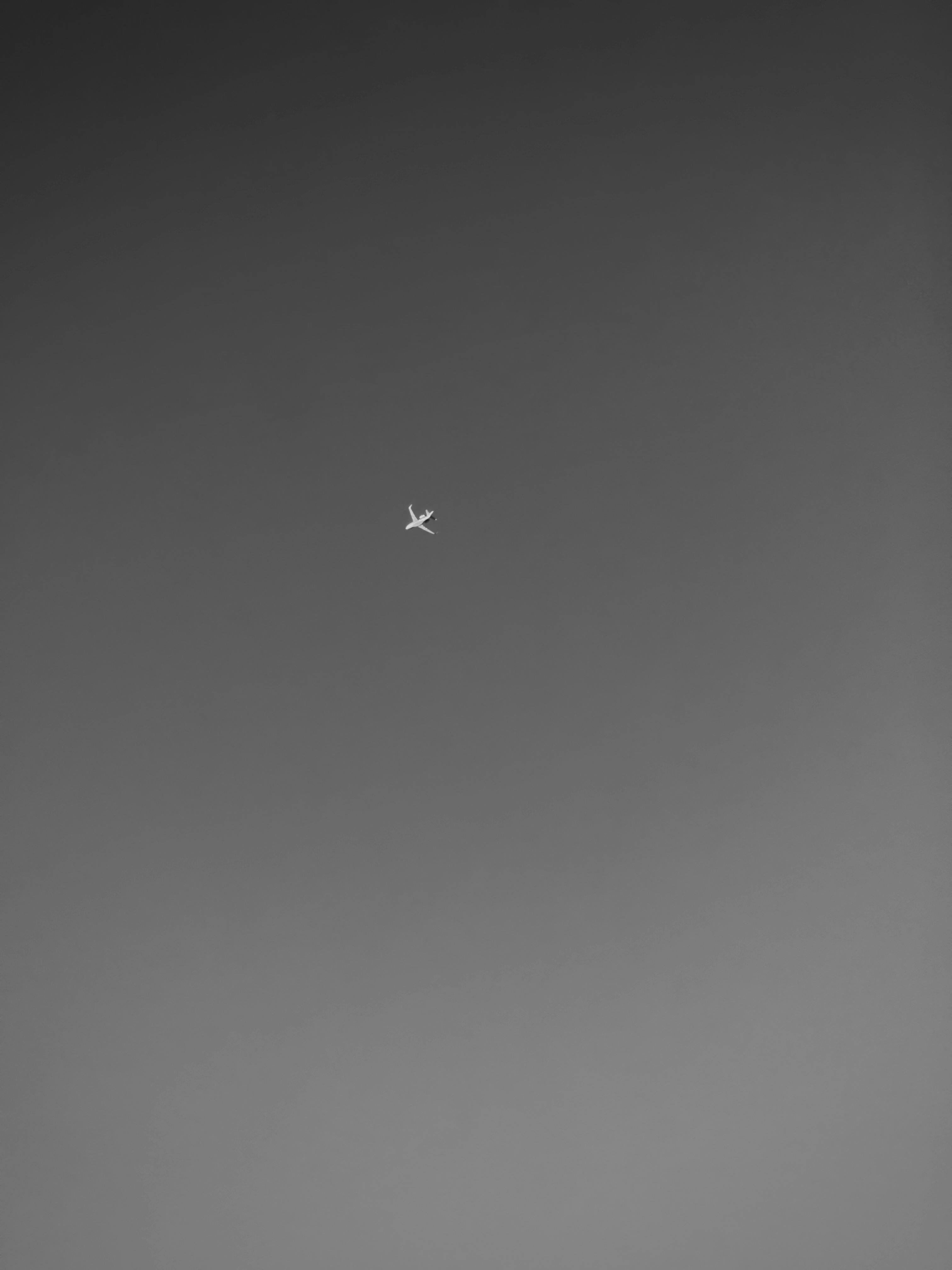 Ücretsiz Uçsuz bucaksız, tek renkli bir gökyüzüne karşı yalnız bir uçak; minimalist tasarımı ve özgürlüğü sergiliyor. Stok Fotoğraflar