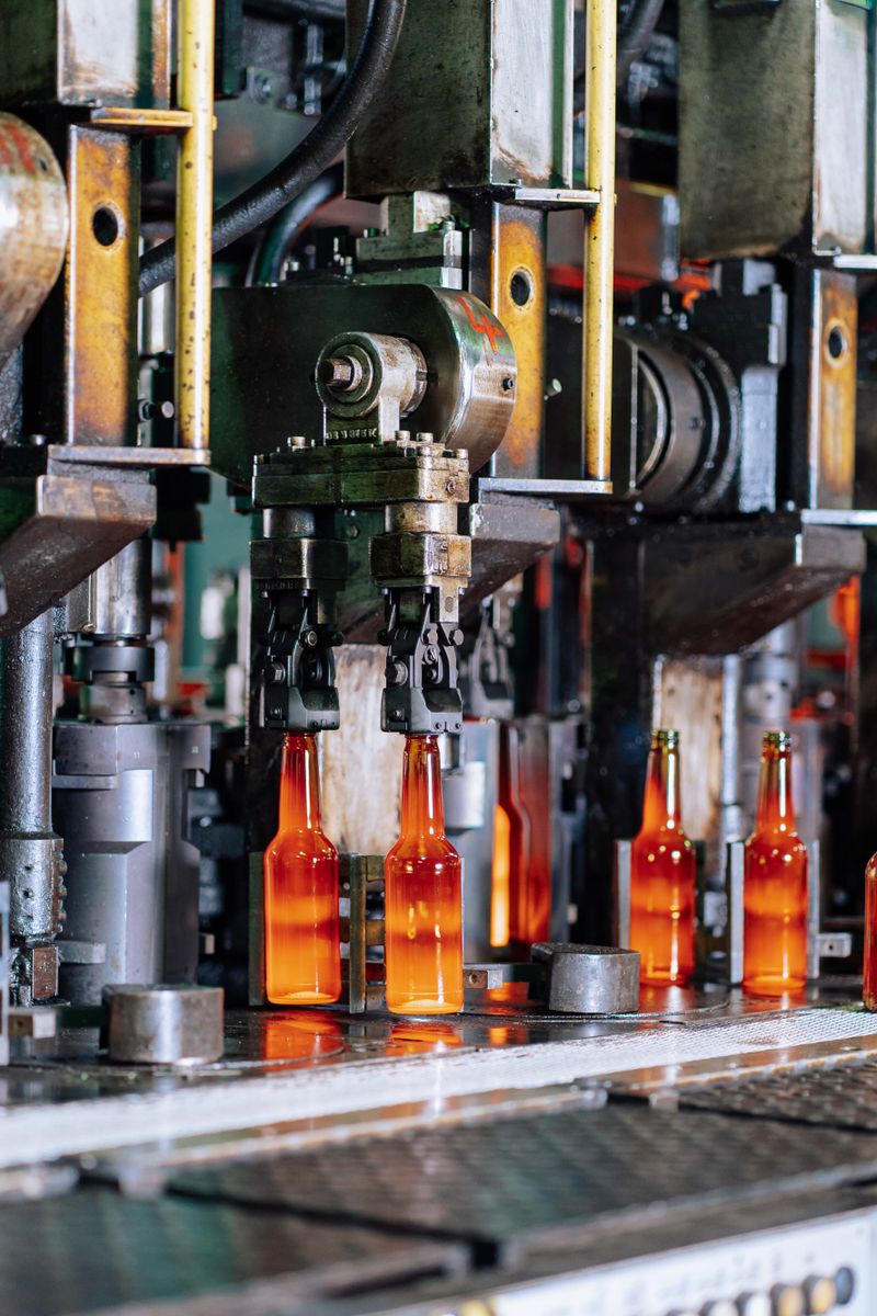 Bottled tea and coffee on a line