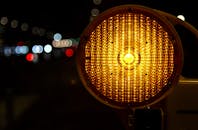 Close-up of Illuminated Construction Light at Night