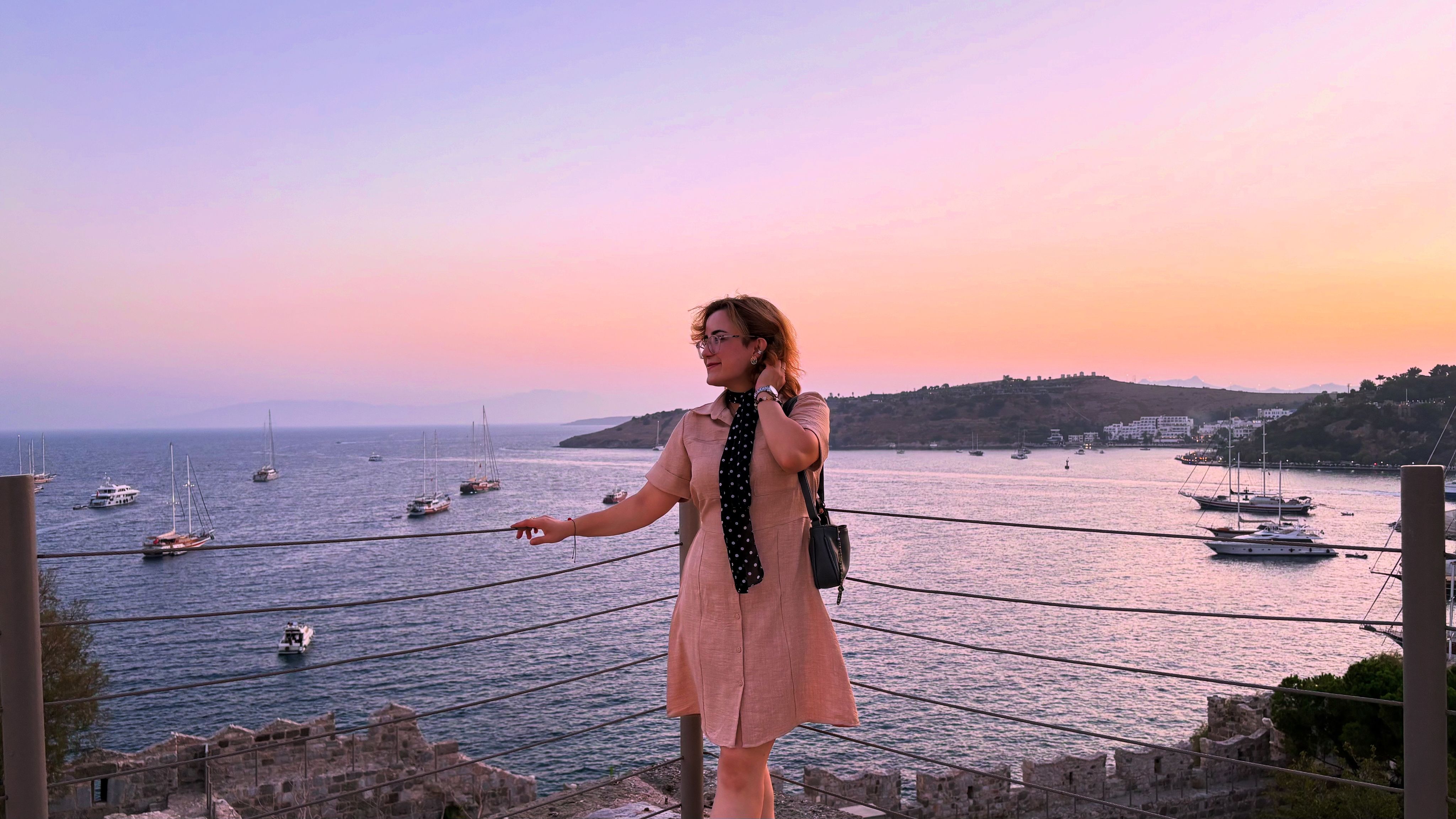 Woman Enjoying Bodrum Castle Sunset in Muğla · Free Stock Photo
