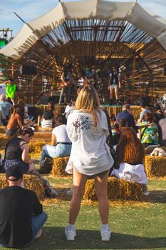 Crowds enjoy live music at an open-air festival in Buenos Aires, Argentina.