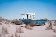 Abandoned Ships on the Aral Sea Desert