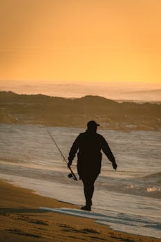 Free stock photo of coastal fishing, fisherman, fisherman silhouette