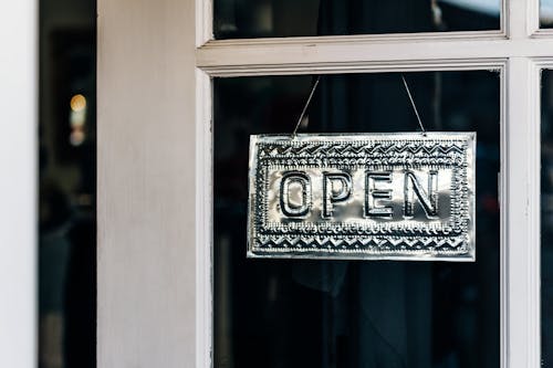 Free Silver Open Signage Stock Photo
