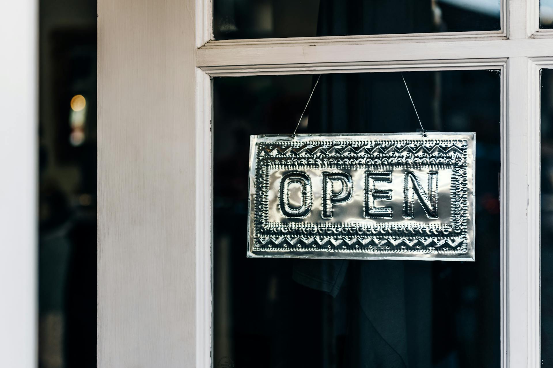 Silver Open Signage