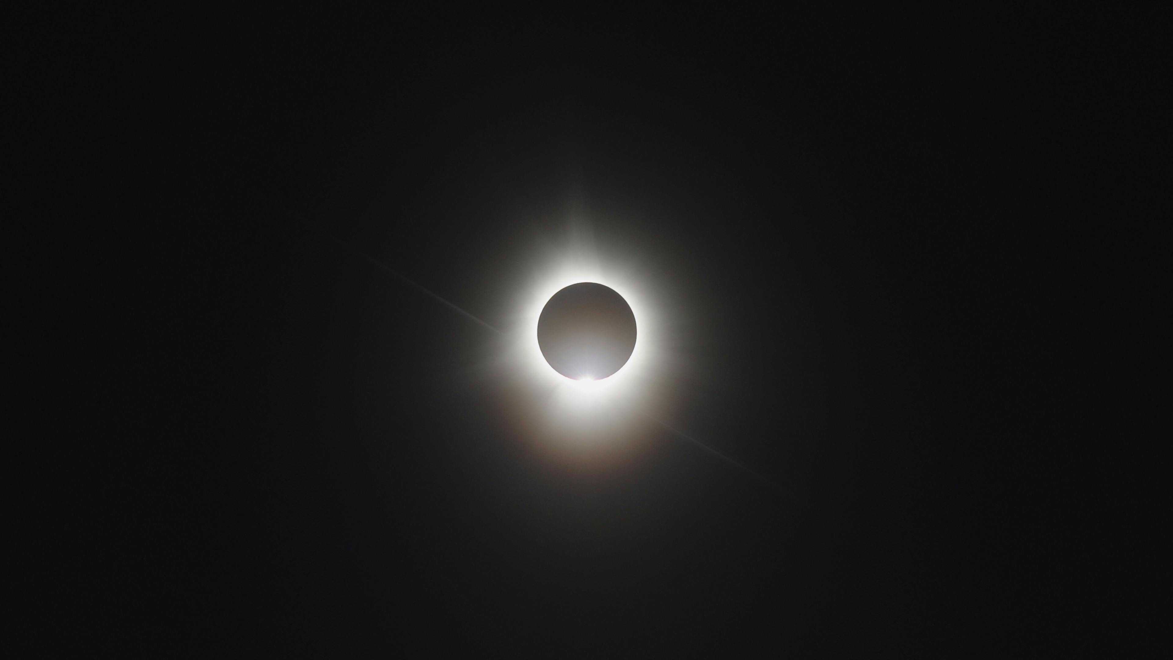 Free Capture of total solar eclipse with corona visible from Lake Placid, New York. Stock Photo