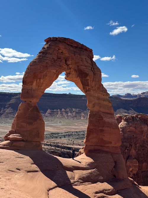 Free Stunning view of Delicate Arch in Arches National Park, Utah, under a bright blue sky. Stock Photo