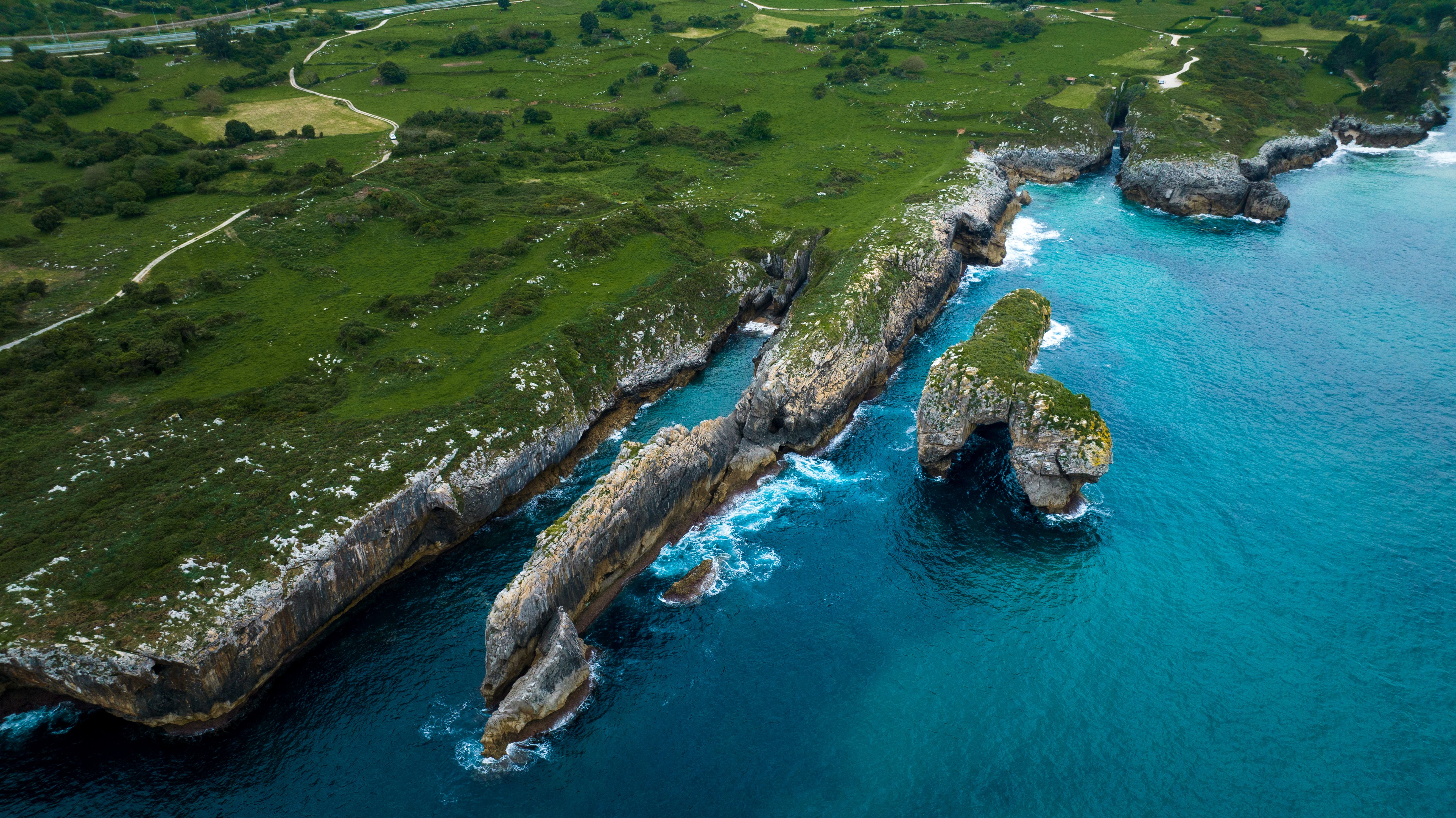 Aerial View of Coastal Cliffs in Asturias, Spain · Free Stock Photo