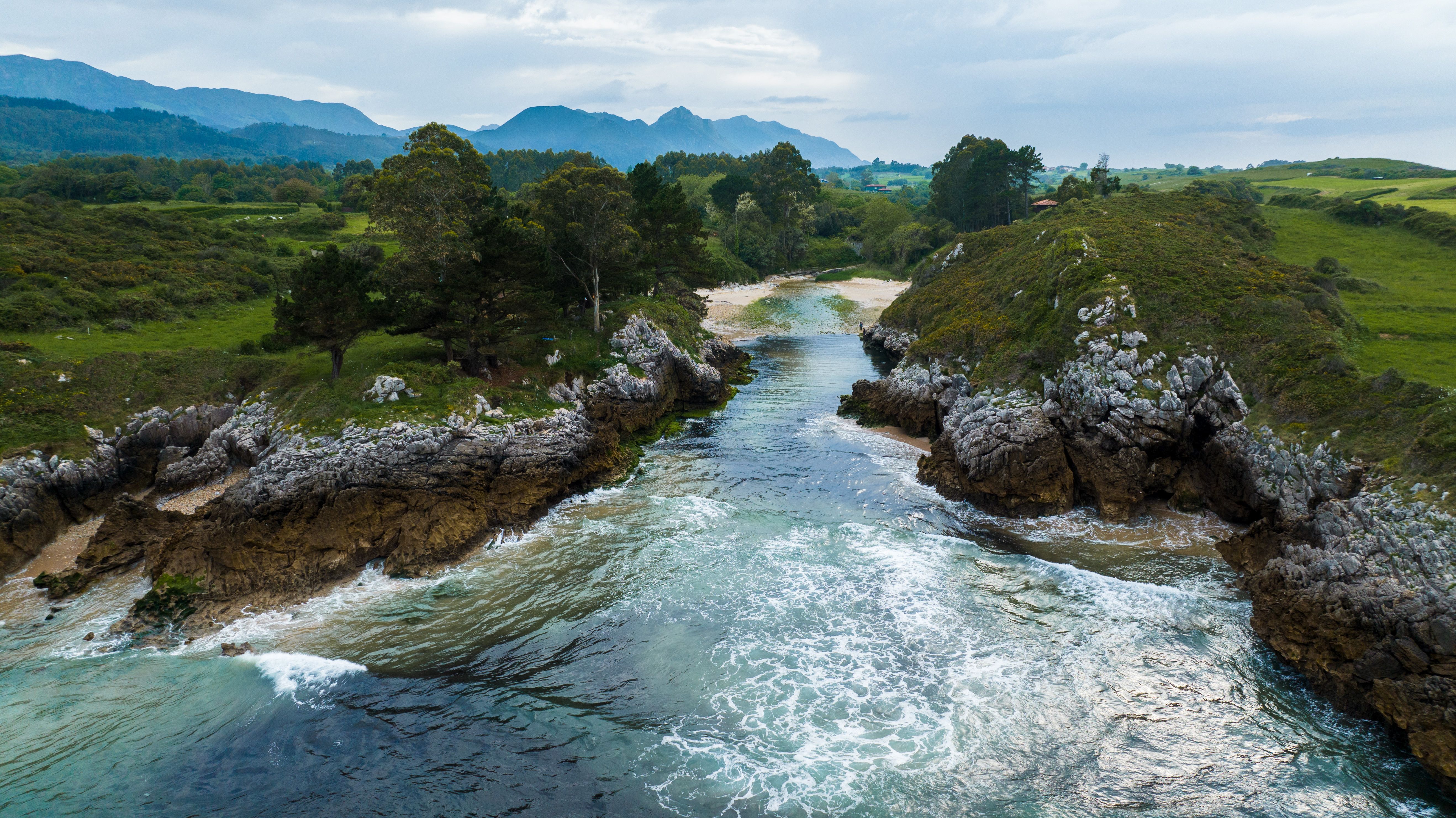Scenic River Flowing through Rocky Landscape in Spain