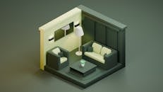 Isometric Cozy Living Room Interior Design