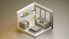 Minimalist Isometric Living Room Interior Design