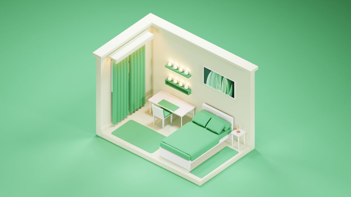 Cream and sage green bedroom