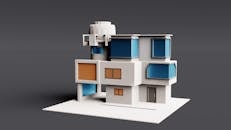 Modern Architectural Model with Blue Accents