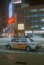 Night Street View in Sapporo Japan with Taxi