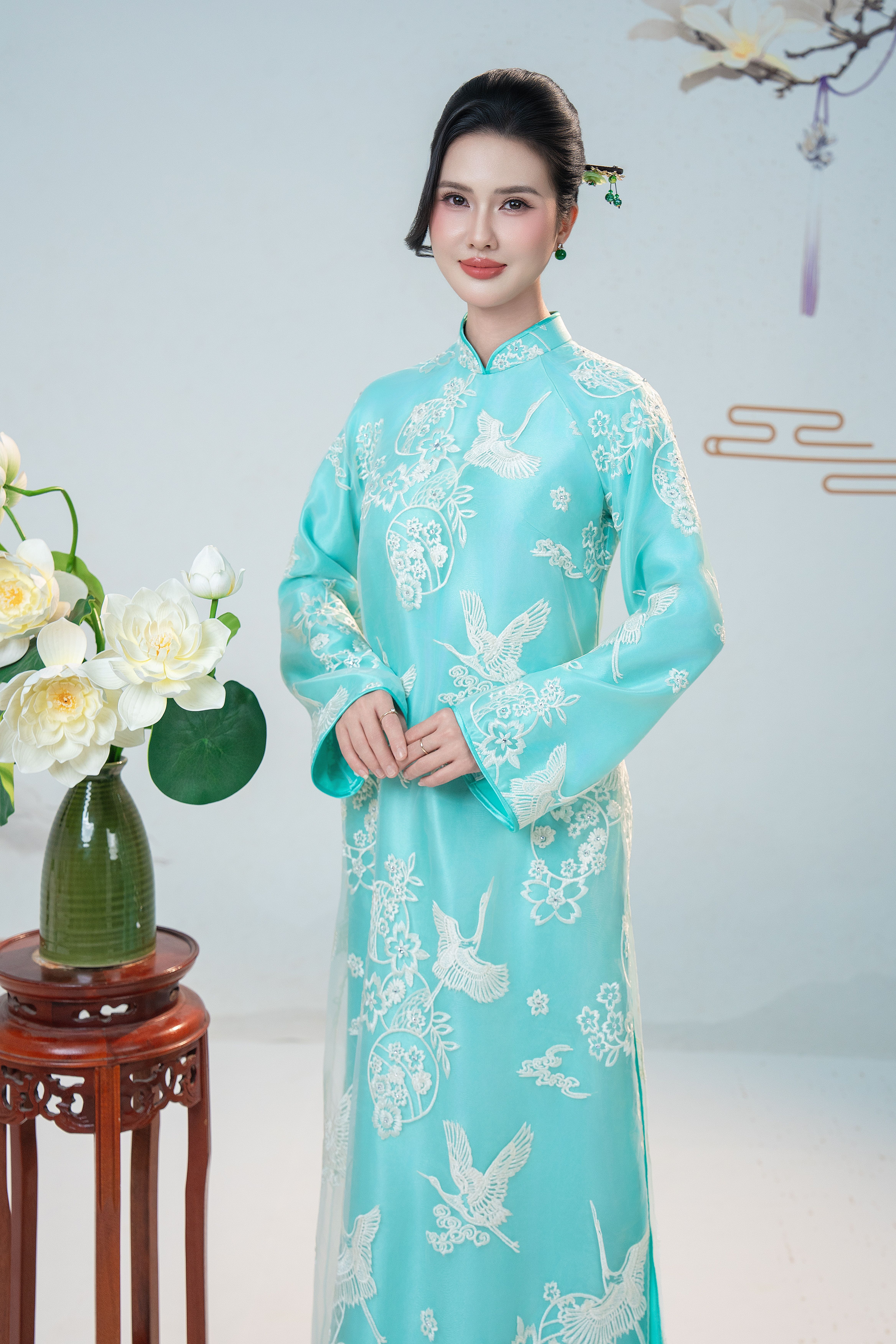 Elegant Woman in Traditional Blue Dress · Free Stock Photo