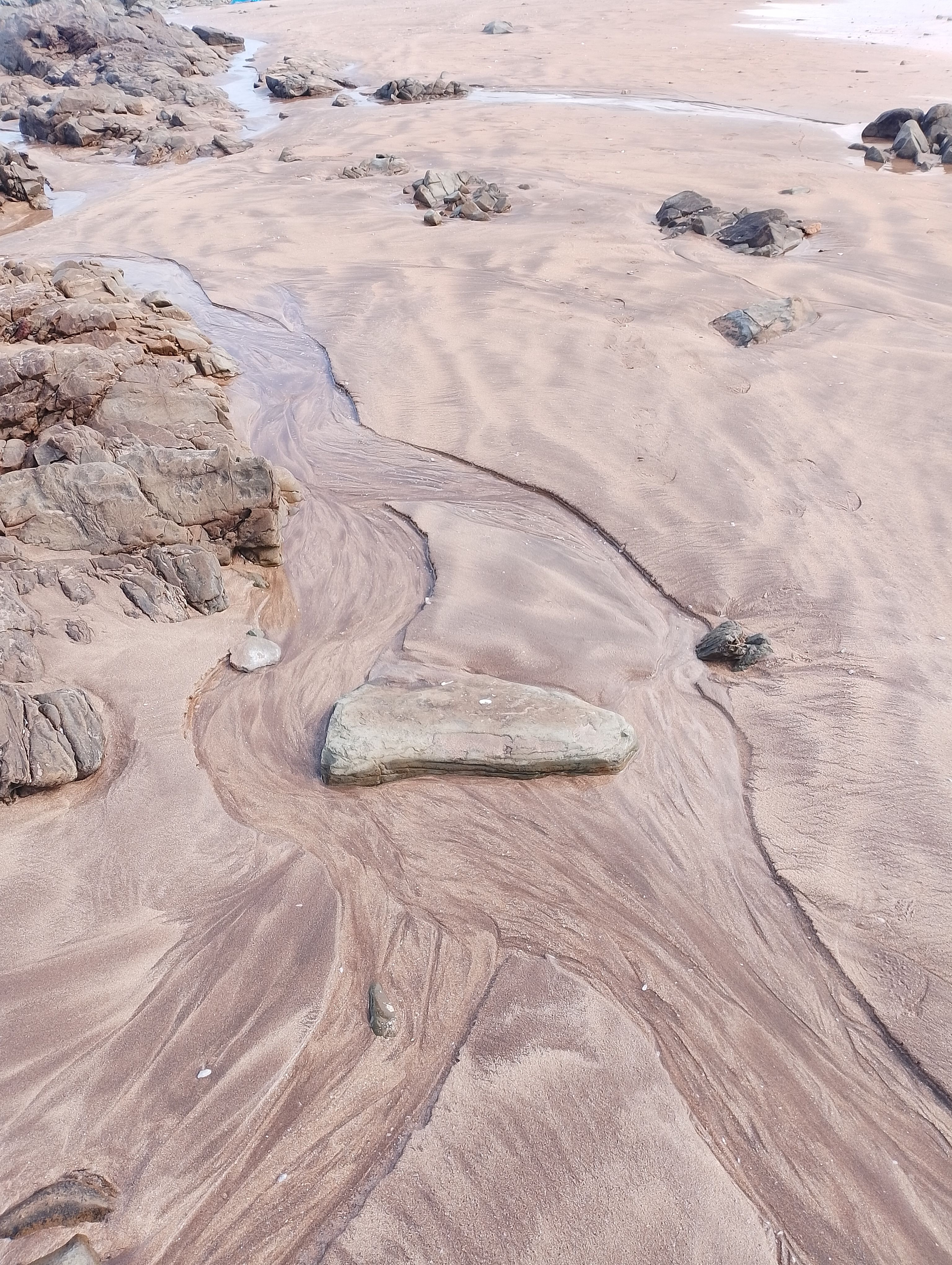 Serene Tidal Patterns on Sandy Beach Shore · Free Stock Photo
