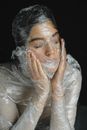 Woman Wrapped In Plastic