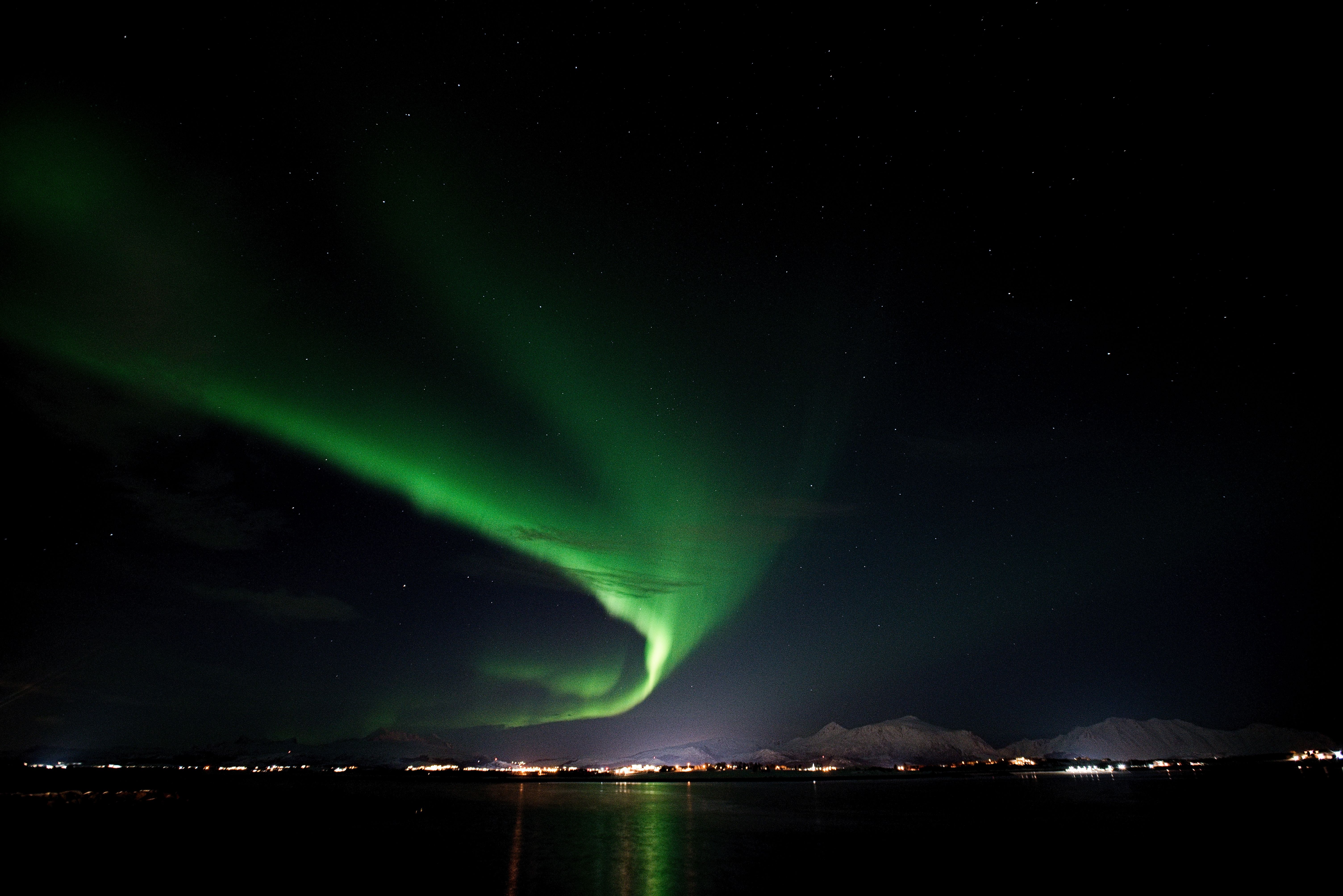 Stunning Northern Lights Over Arctic Landscape · Free Stock Photo