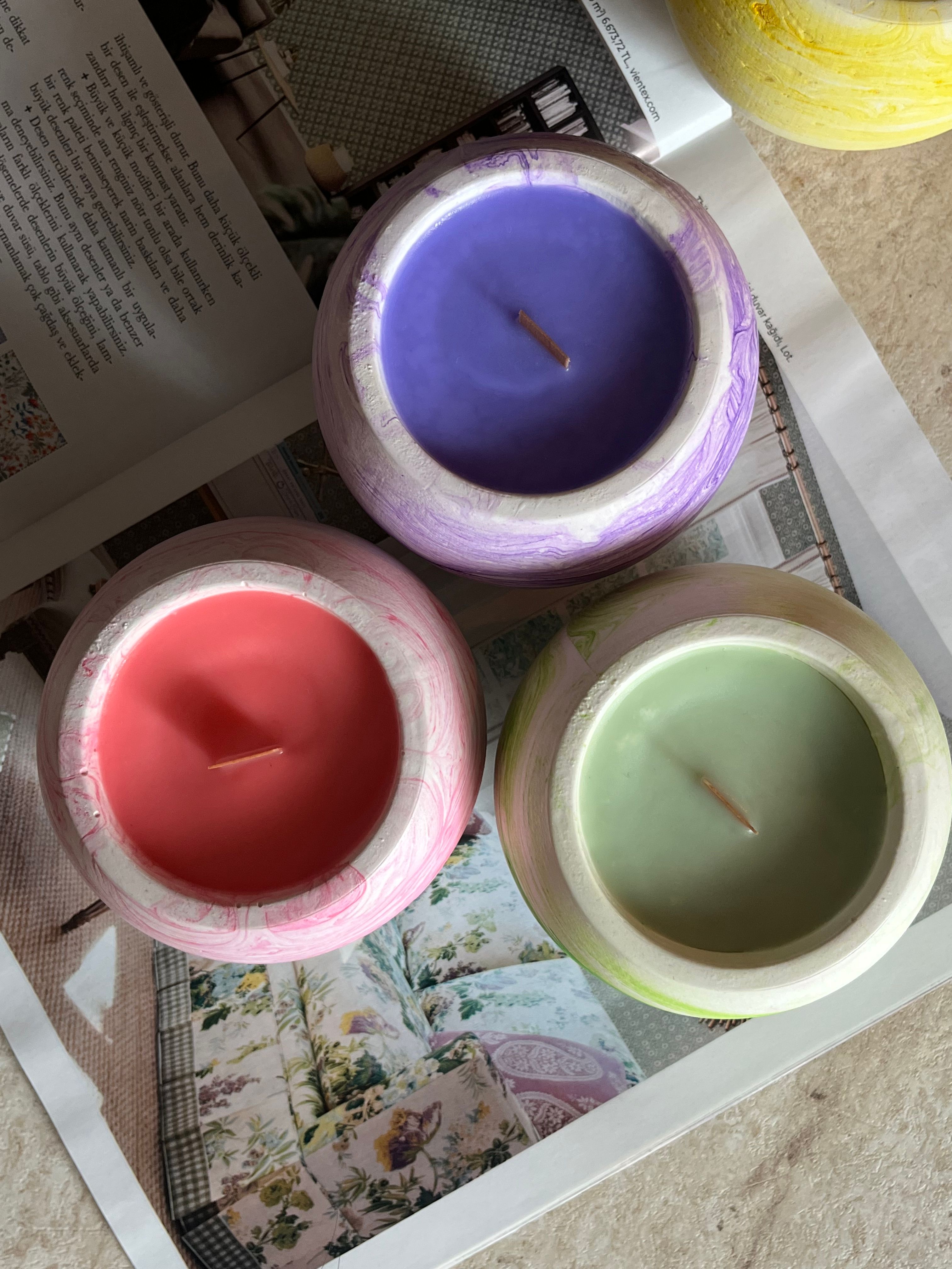 Colorful Scented Candles Flat Lay Arrangement · Free Stock Photo