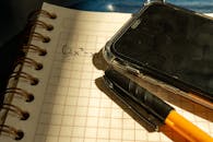 Notebook and Smartphone on Checkered Paper