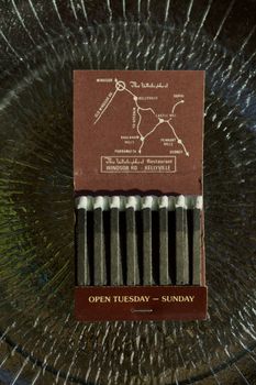 Vintage matchbook featuring The Whitebull Restaurant map and matches.
