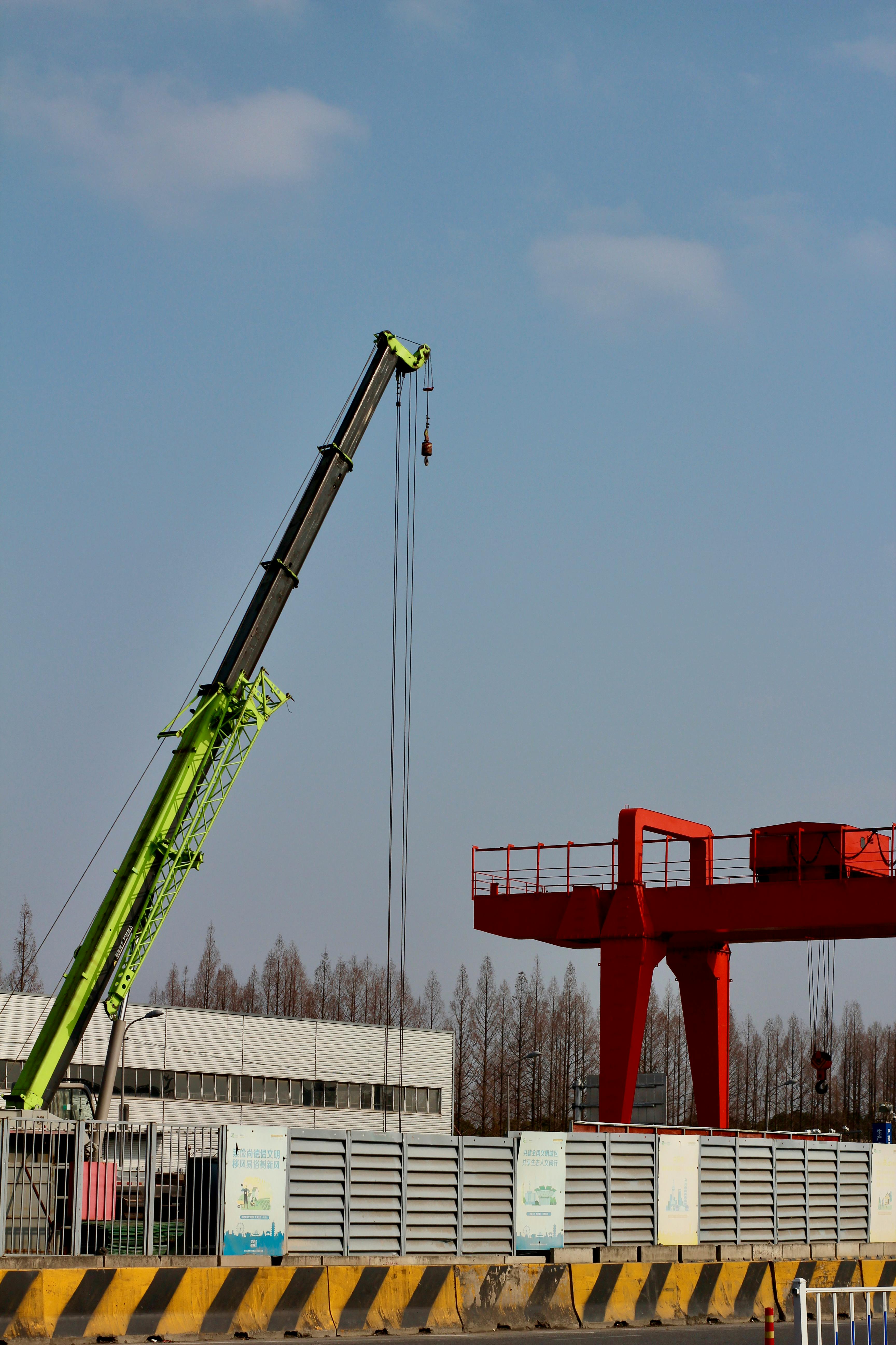 Industrial Crane with Blue Sky Background