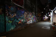Vibrant Street Art in Urban Night Alley