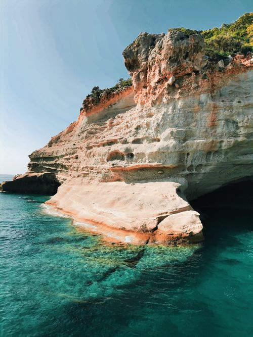 Free Beautiful coastal cliffs with clear blue water, a perfect natural landscape. Stock Photo