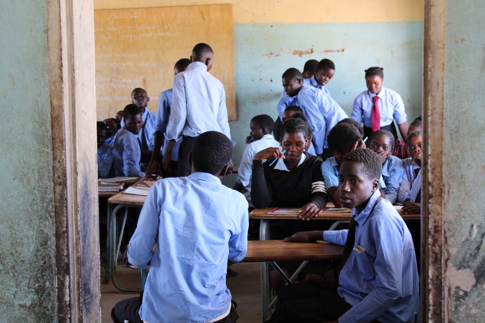 Students participating in a lesson in a classroom