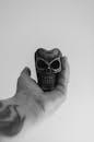Black and White Skull in Hand Art Photo