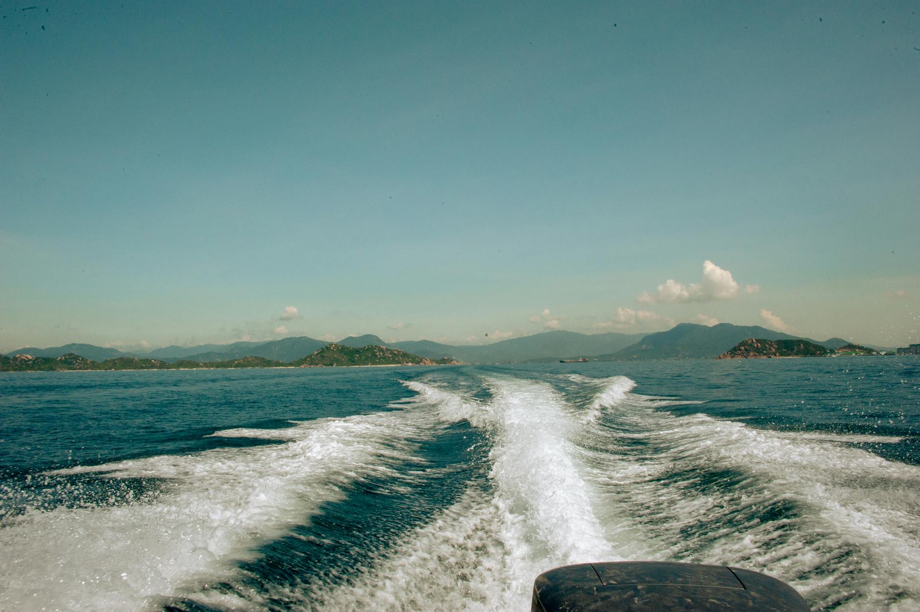 Wake trail on the ocean