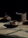 Rustic Pots and Shadows in Low Light