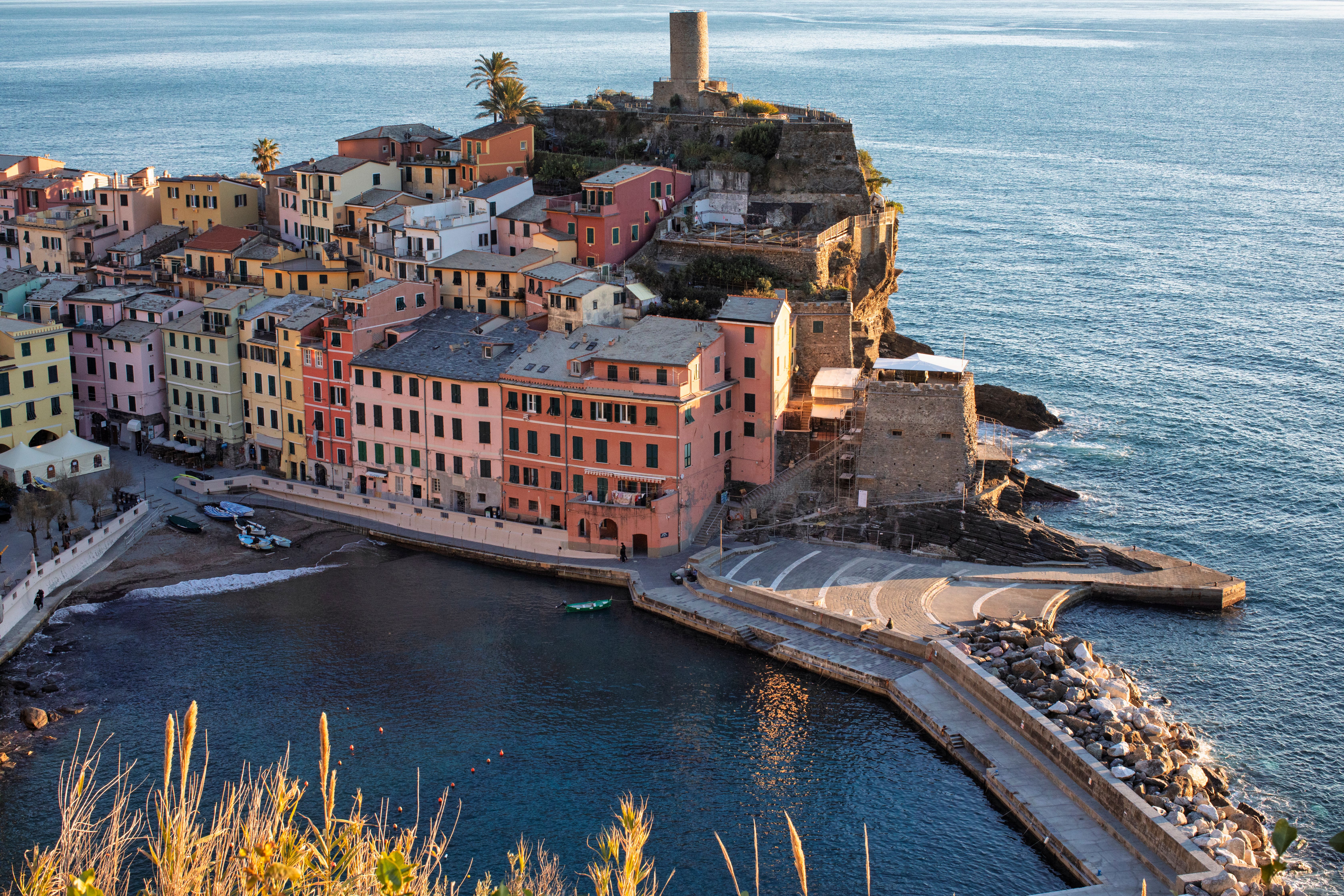 Vernazza Harbour & Doria Castle Tower