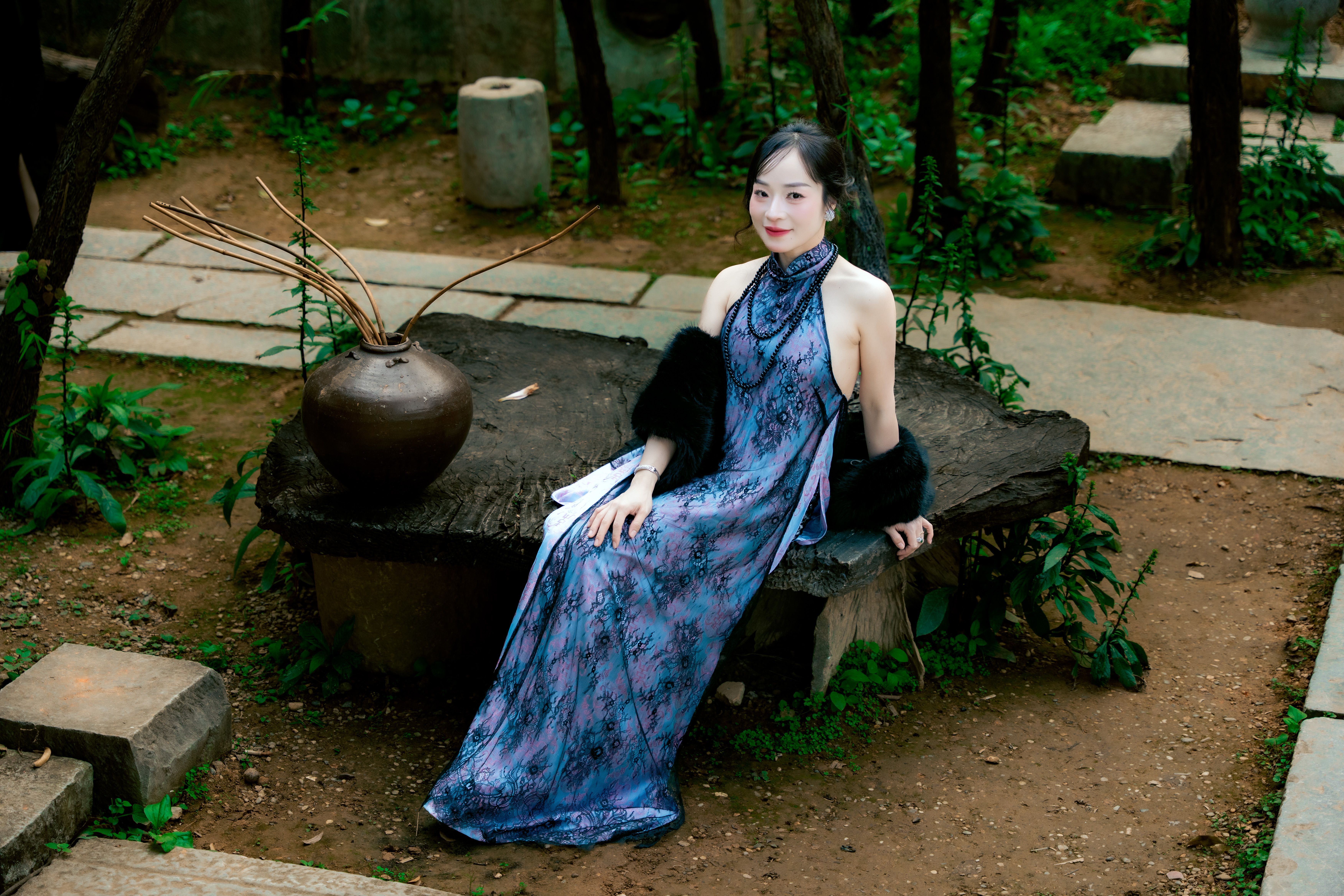 Elegant Woman in Traditional Dress Outdoors · Free Stock Photo