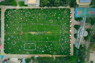 Aerial View of Park Gathering with Patterns