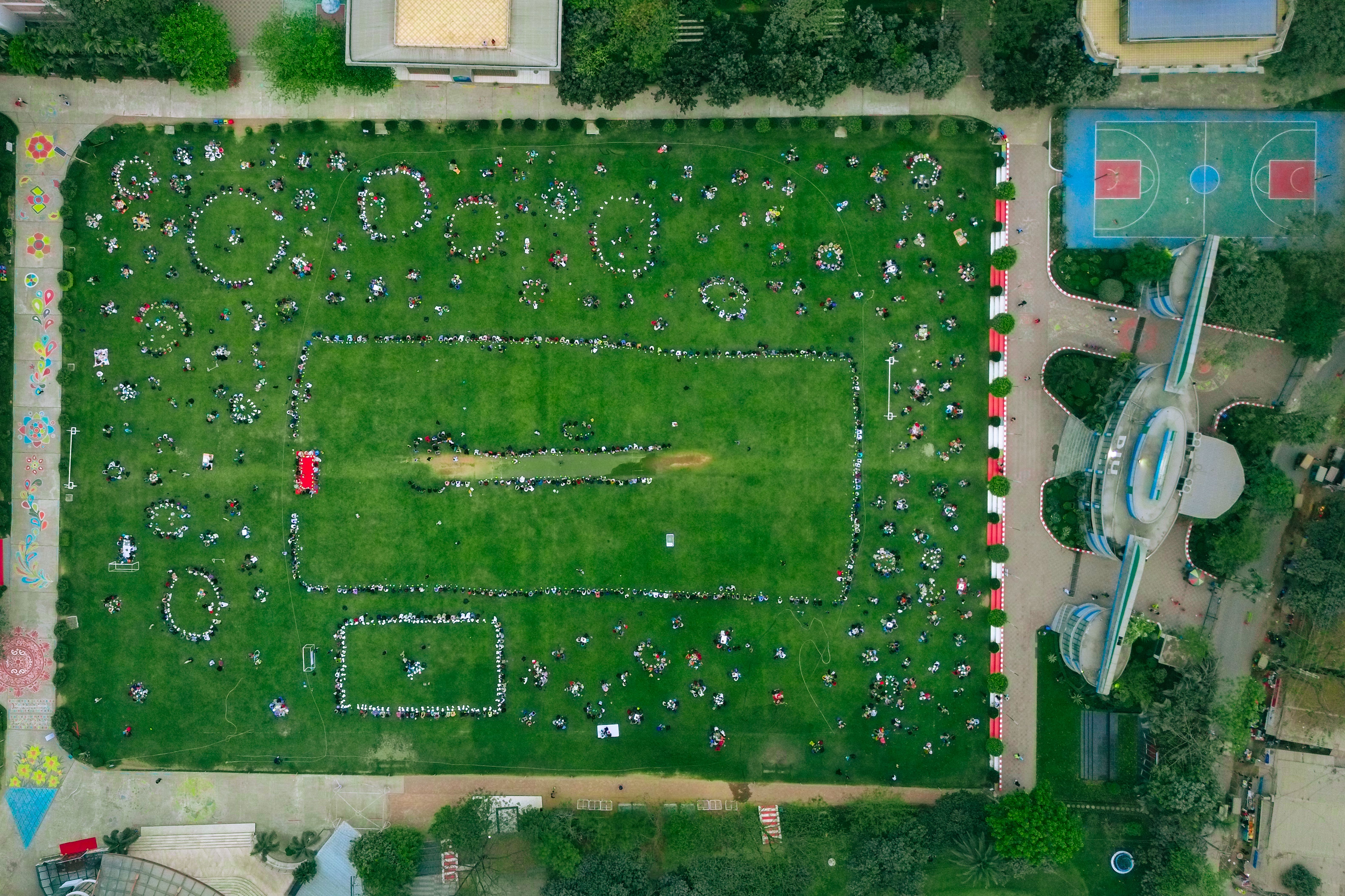 Aerial View of Park Gathering with Patterns · Free Stock Photo
