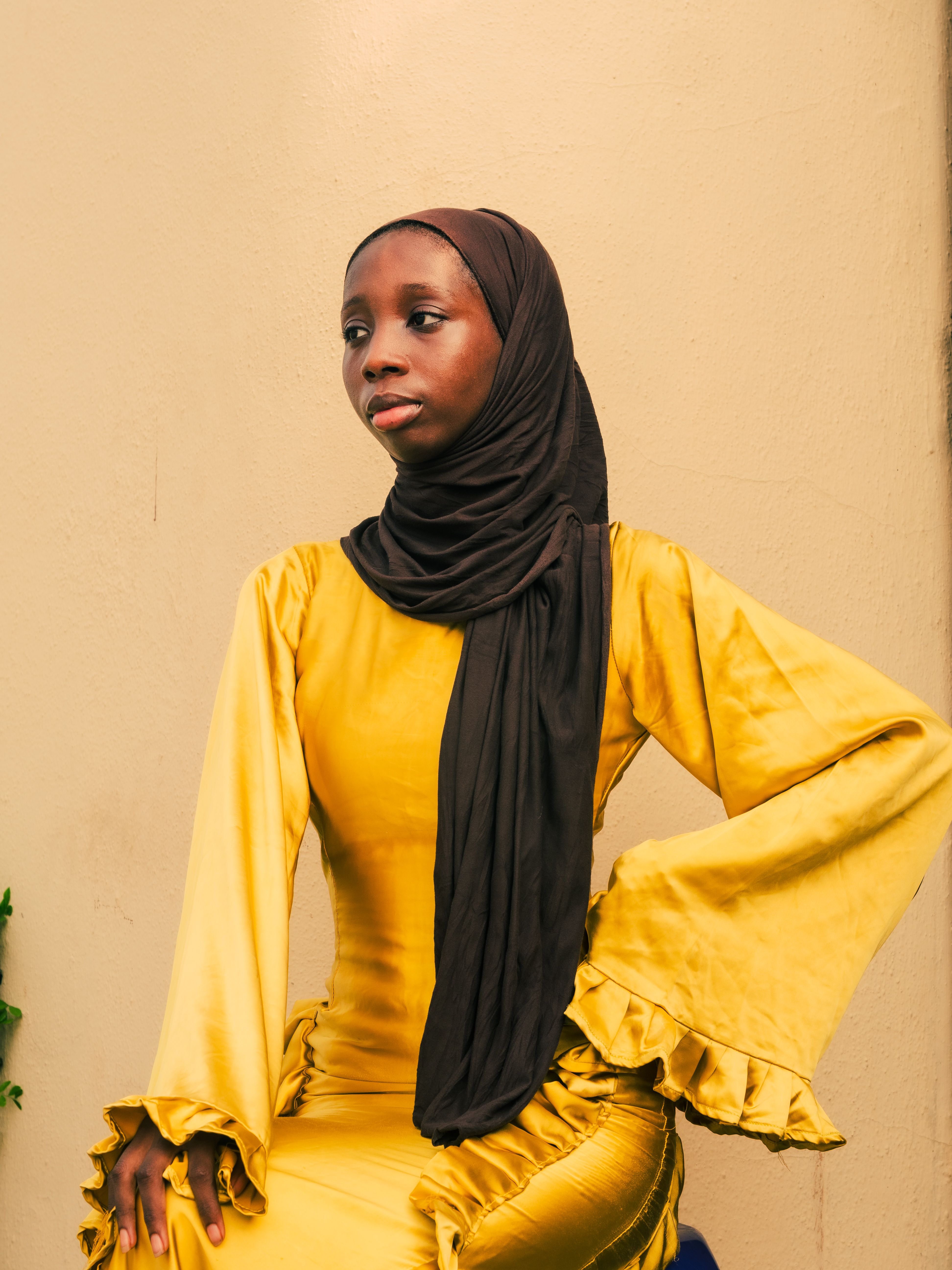 slim fit dress slacks Layla Dress in Mustard – Hijabglamour main image 0