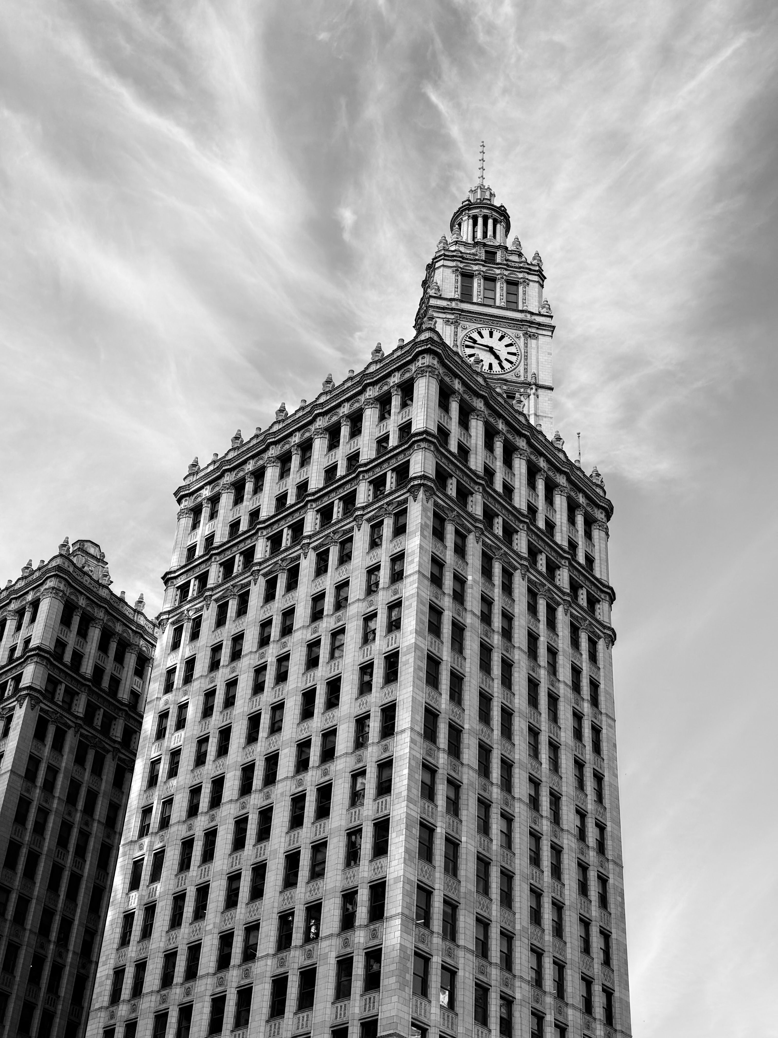 Black and White View of Wrigley Building · Free Stock Photo
