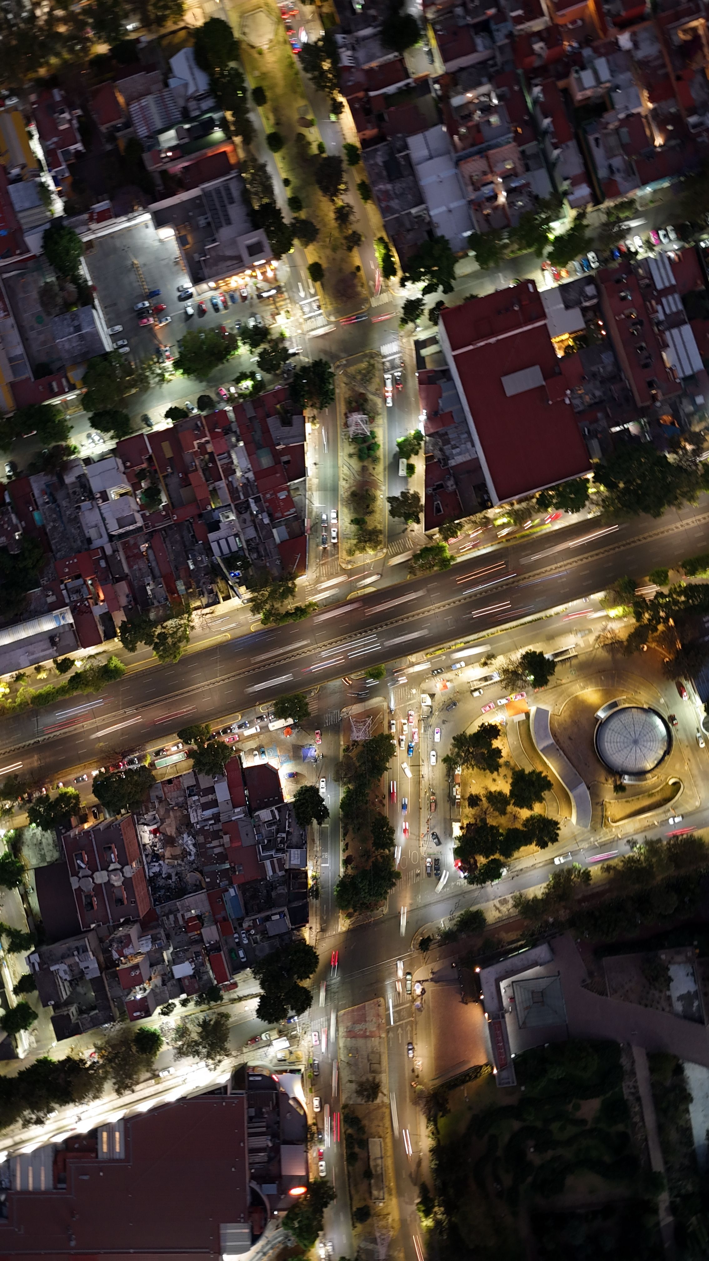 Aerial View of City Intersection at Night · Free Stock Photo