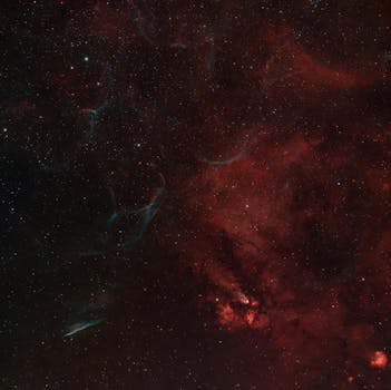 Captivating red nebula and star field captured in São Pedro de Alcântara, Brazil.