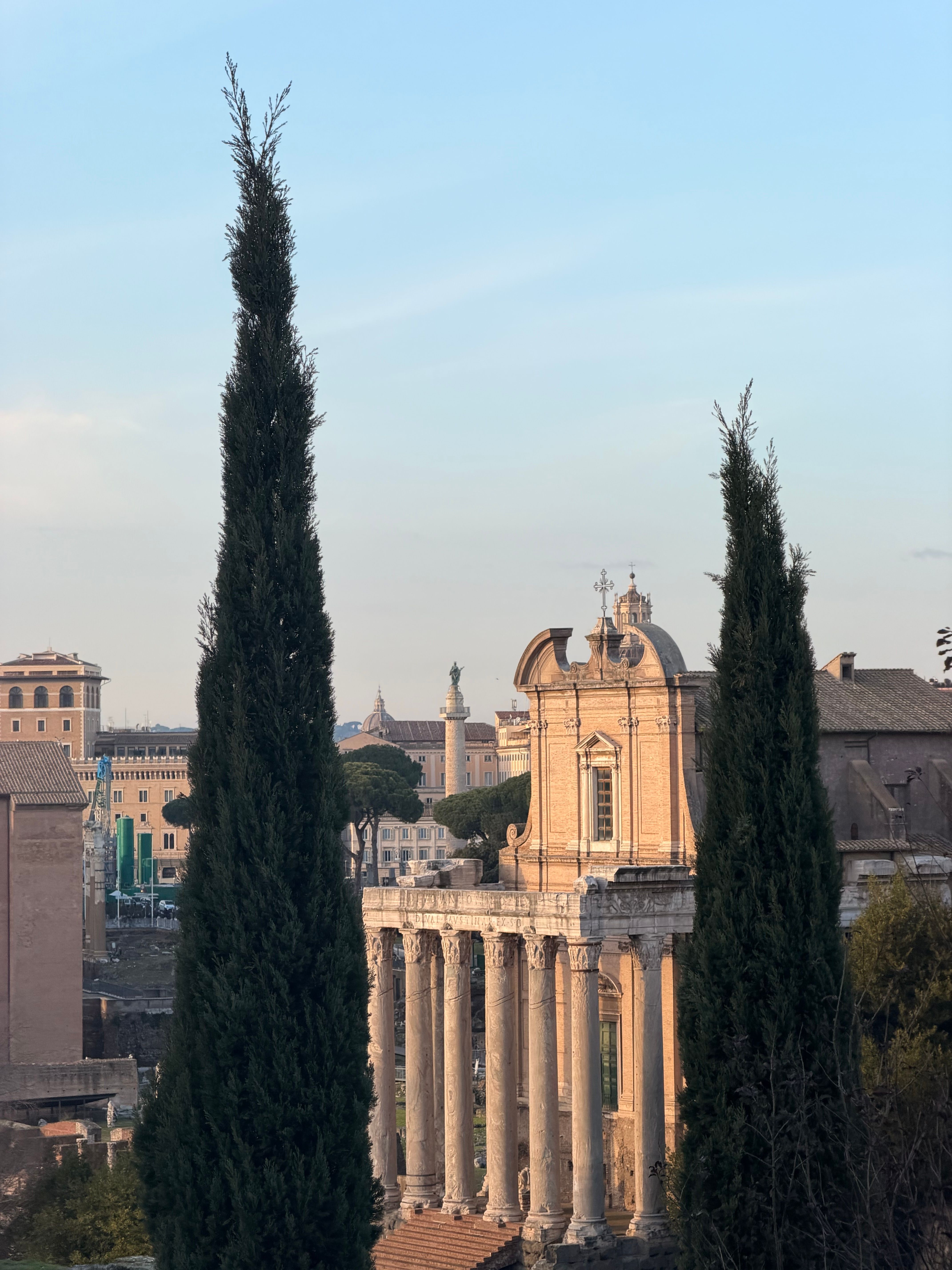 Roman Architecture with Cypress Trees at Sunset · Free Stock Photo