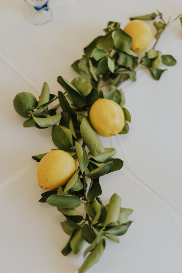 Faux lemon branches centrepiece table