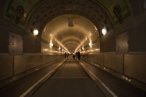 Free Inside view of the iconic Elbe Tunnel in Hamburg, showcasing its historic architecture. Stock Photo