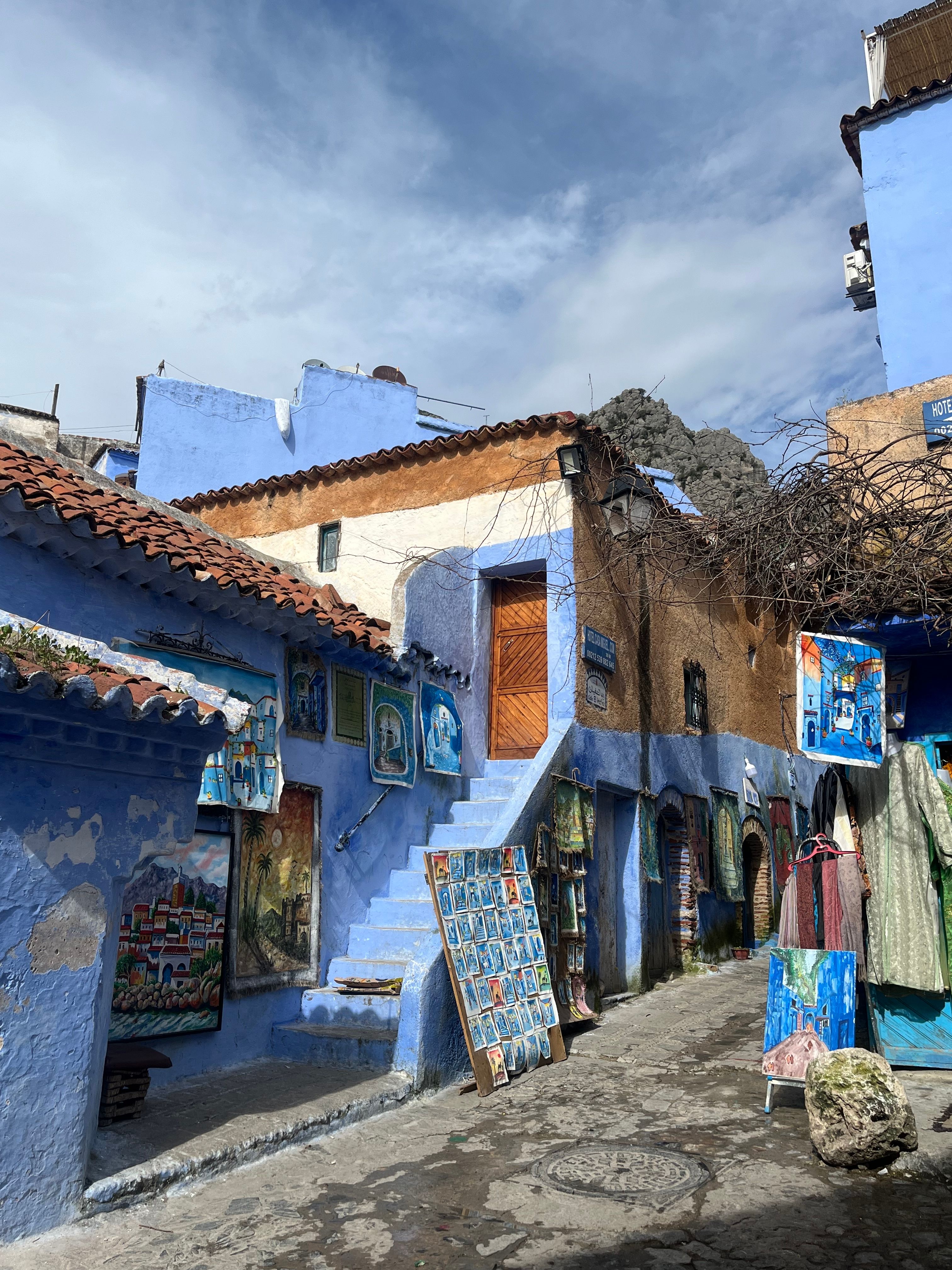 Charming blue medina street — Morocco