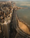 Aerial View of Chicago Skyline and Lake Michigan